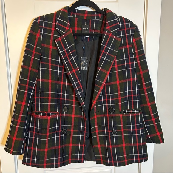 ONLY ONLYQUINN NEXT CHECK PLAID HEAVYWEIGHT BLAZER SIZE 38 (US 6) - Picture 1 of 15